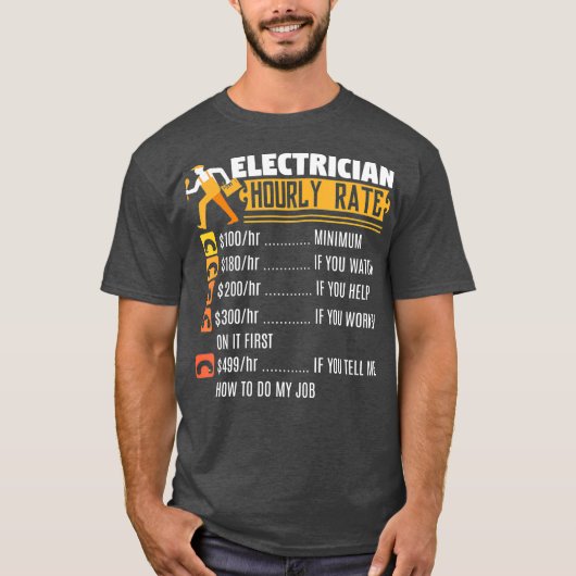 Funny Lineman geeft een elektricien T-shirt (Voorkant)