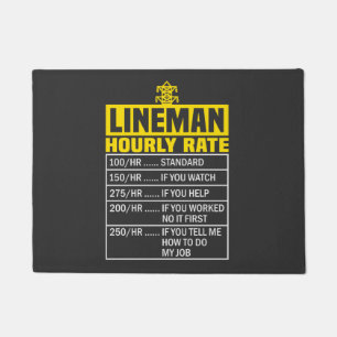 Funny Lineman Hourly Rate Black Deat Deurmat