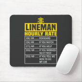 Funny Lineman Hourly Rate Black Mousepad Muismat (Met muis)