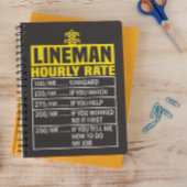 Funny Lineman Hourly Rate Black Spiral Notitieboek