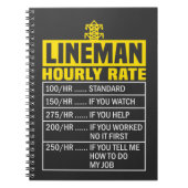Funny Lineman Hourly Rate Black Spiral Notitieboek (Voorkant)
