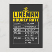 Funny Lineman Hourly Rate Briefkaart (Voorkant)