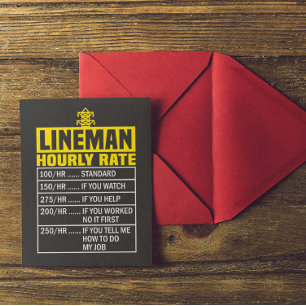 Funny Lineman Hourly Rate Briefkaart