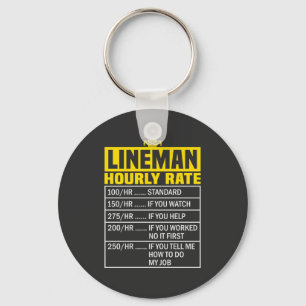 Funny Lineman Hourly Rate Sleutelhanger