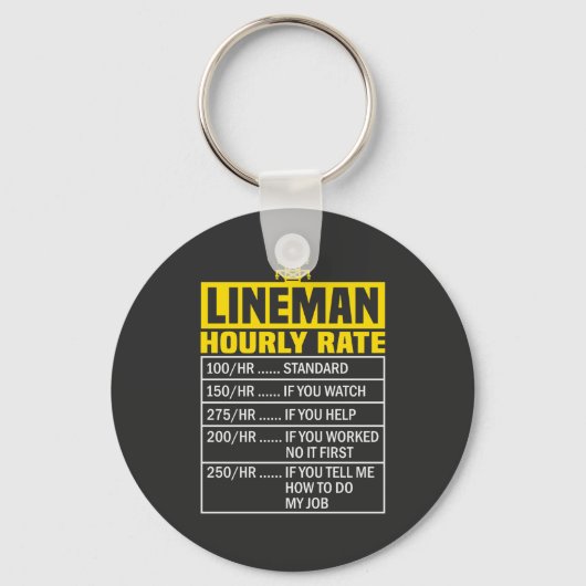 Funny Lineman Hourly Rate Sleutelhanger (Voorkant)