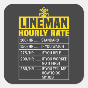 Funny Lineman Hourly Rate Sticker