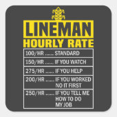 Funny Lineman Hourly Rate Sticker (Voorkant)