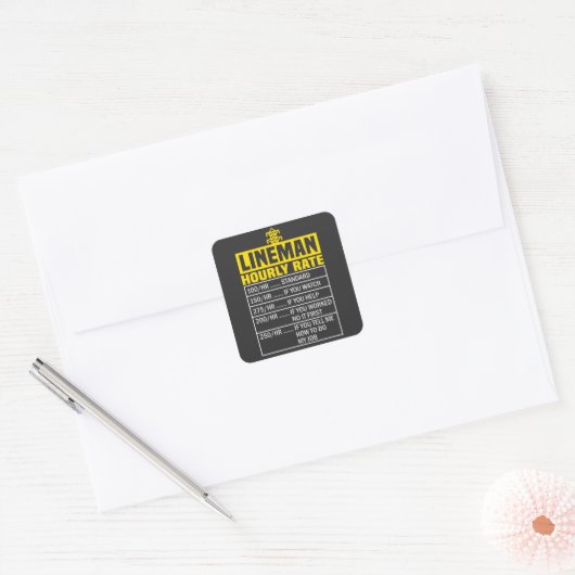 Funny Lineman Hourly Rate Sticker (Envelop)