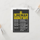 Funny Lineman Hourly Rate Wenskaart Kaart (Voorkant / Achterkant in situ)