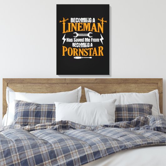 Funny Lineman Vader Mannen Electric Cable Lineman Canvas Afdruk (Insitu (Slaapkamer))