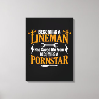 Funny Lineman Vader Mannen Electric Cable Lineman Canvas Afdruk