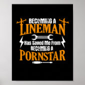 Funny Lineman Vader Mannen Electric Cable Lineman Poster (Voorkant)