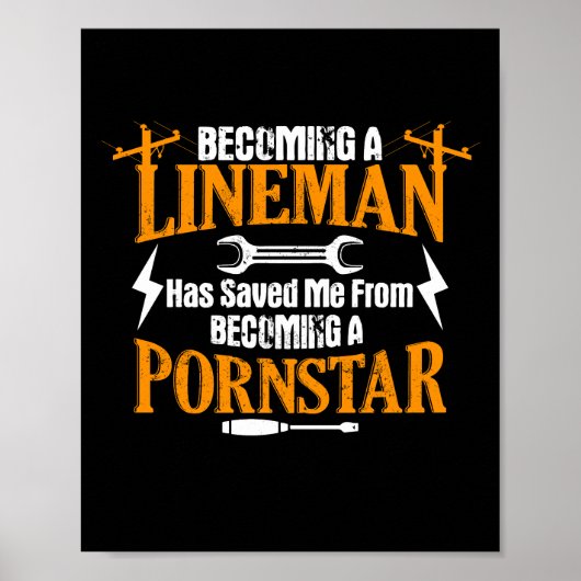 Funny Lineman Vader Mannen Electric Cable Lineman Poster (Voorkant)