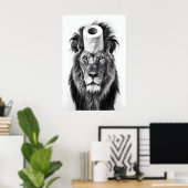 Funny Lion Bathroom Art Print, Toilet Paper Roll Poster (Thuiskantoor)
