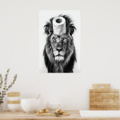 Funny Lion Bathroom Art Print, Toilet Paper Roll Poster (Keuken)