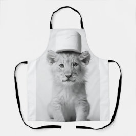 Funny Lion Cub Wearing Toilet Paper Hat Minimalist Schort
