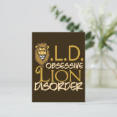 Funny Lion Gold op Brown Briefkaart (Staand voorkant)