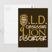 Funny Lion Gold op Brown Briefkaart (Voorkant / Achterkant)