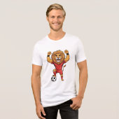 Funny Lion King plays football Tri-Blend Shirt (Voorkant volledig)
