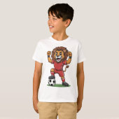 funny lion play football t-shirt (Voorkant volledig)