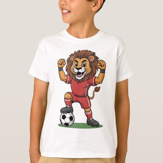 funny lion play football t-shirt (Voorkant)