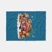 Funny Lion Riding Christmas Tree Truck Christmas  Fleece Deken (Voorkant (Horizontaal))