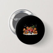 Funny Lion Riding Christmas Tree Truck Christmas  Ronde Button 5,7 Cm (Voorkant /achterkant)