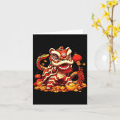 Funny Lion Snake Chinese New Year 2025 Womens Mens Kaart (Gele Bloem)