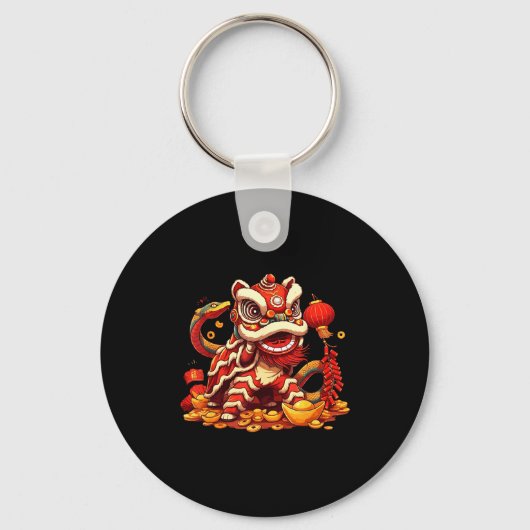 Funny Lion Snake Chinese New Year 2025 Womens Mens Sleutelhanger (Voorkant)