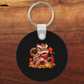 Funny Lion Snake Chinese New Year 2025 Womens Mens Sleutelhanger (Voorkant)