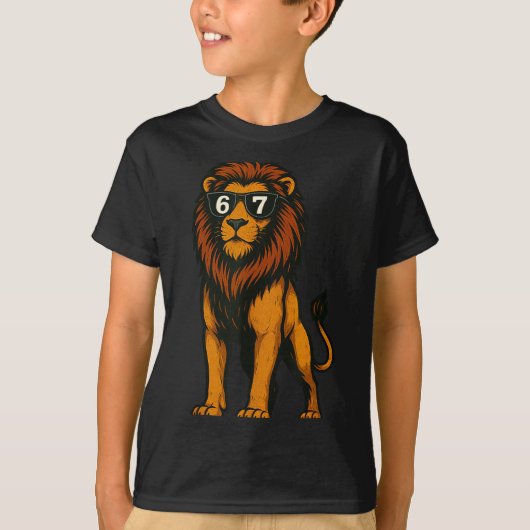 Funny Lion Sungles 67 Six Seven Meme  T-shirt (Voorkant)