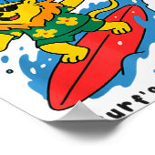 Funny Lion Surfing Summer Vacation Surf Day Boys G Poster (Hoek)