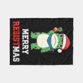 Funny Litical Frog Christmas Merry Resistmas 2025  Fleece Deken (Voorkant (Horizontaal))