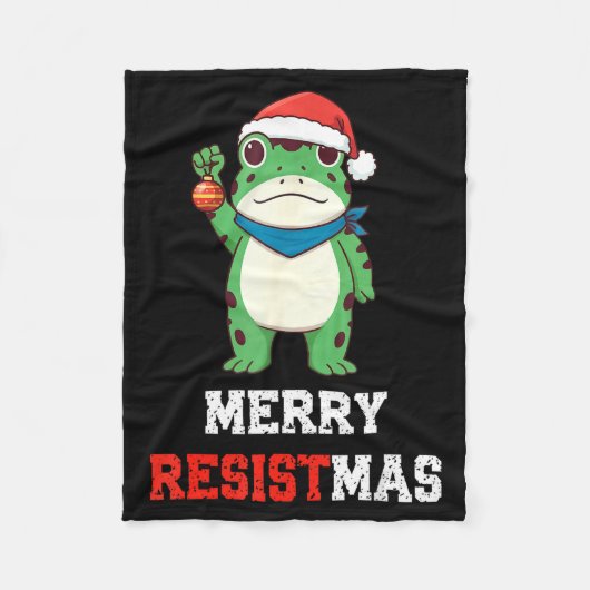 Funny Litical Frog Christmas Merry Resistmas 2025  Fleece Deken (Voorkant)