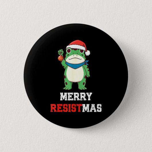 Funny Litical Frog Christmas Merry Resistmas 2025  Ronde Button 5,7 Cm (Voorkant)