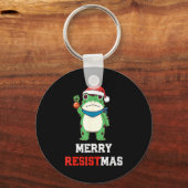 Funny Litical Frog Christmas Merry Resistmas 2025 Sleutelhanger (Voorkant)