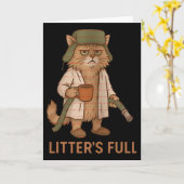 Funny Litter’s Full Cat Coffee Christmas Cat Mom C Kaart (Gele Bloem)