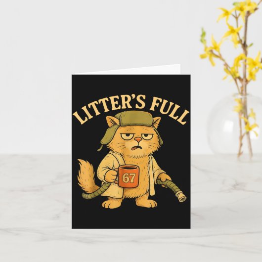 Funny Litter’s Full Cat Parody 67 Six Seven Meme  Kaart (Gele Bloem)