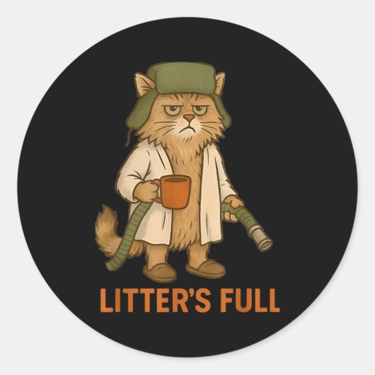 Funny Litter's Full Cat Ronde Sticker (Voorkant)