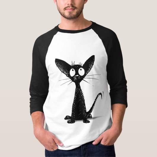 Funny Little Black Cat T-shirt (Voorkant)