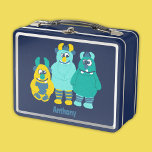 Funny Little Cartoon Monsters Jongens<br><div class="desc">Deze lunchbox fles is perfect voor kleine jongens. Het beschikt over goofy cartoon monsters en is klaar om te worden gepersonaliseerd met een naam in blauwe letters onder de afbeelding. De afbeelding en de naam worden aan beide zijden van de lunchbox weergegeven.</div>