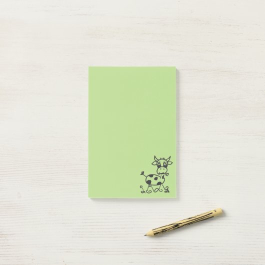 Funny Little Cow – Post It hellgrün Post-it® Notes (Op bureau)