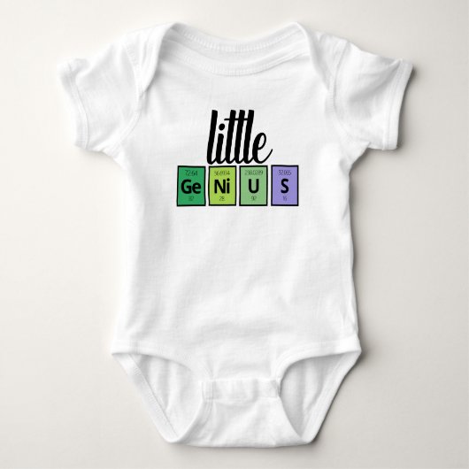 Funny Little GeNiUS Periodic Table Element Symbols Romper (Voorkant)