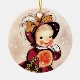 Funny  Little Girl Custom Kerstmis Keramisch Ornament