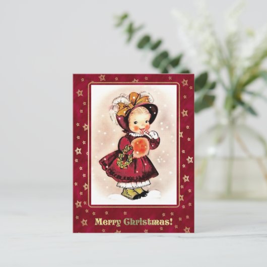  Funny Little Girl Kerstmis Briefkaart (Staand voorkant)