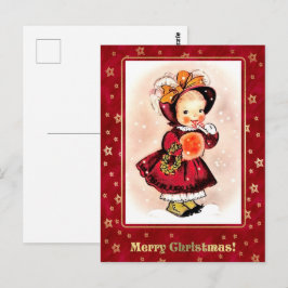 Funny Little Girl Kerstmis Briefkaart