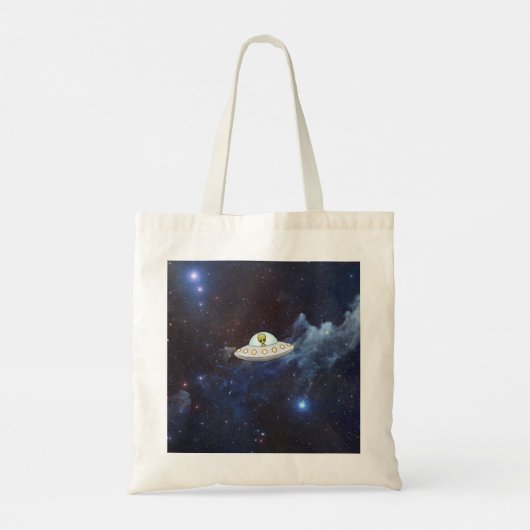 Funny Little Green Man Space Alien Sci Fi Galaxy Tote Bag (Achterkant)