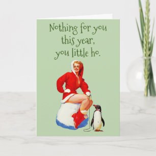 Funny Little Ho Naughty voor haar kerstfeest Feestdagen Kaart