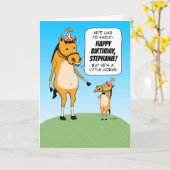 Funny  Little Horse Birthday Kaart (Gele Bloem)