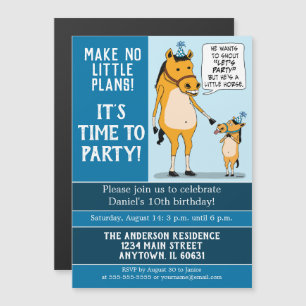 Funny Little Horse Birthday Party Invitation Magnetische Uitnodiging